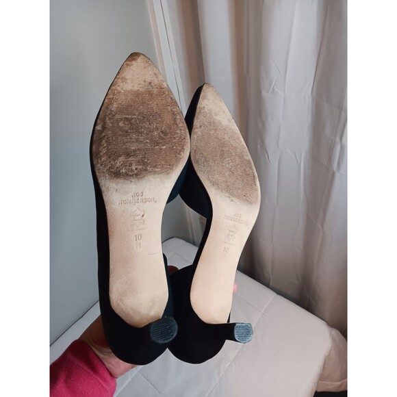 Ross Hommerson Black Heels Fabric Upper Leather Soles Sz 10 Formal Dressy - Picture 3 of 7
